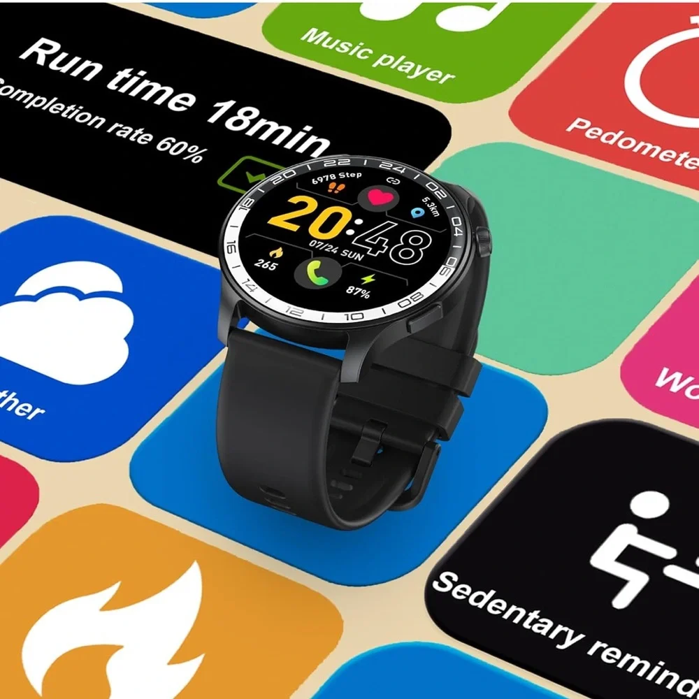 Smartwatch Watch, 40mm AMOLED Touchscreen, Men’s\Women’s with Black Band, New